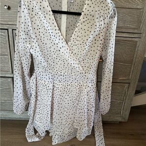 White Polka Dot Wrap Top